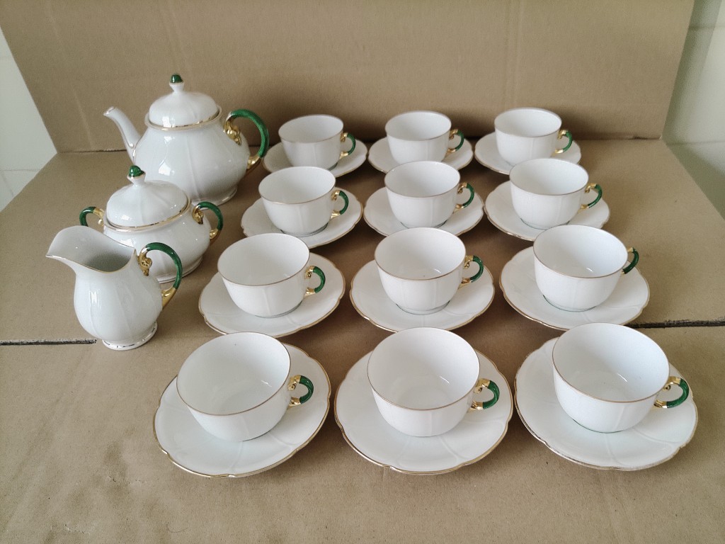 Vintage verguld porseleinen theeservies koffieservies Striegau