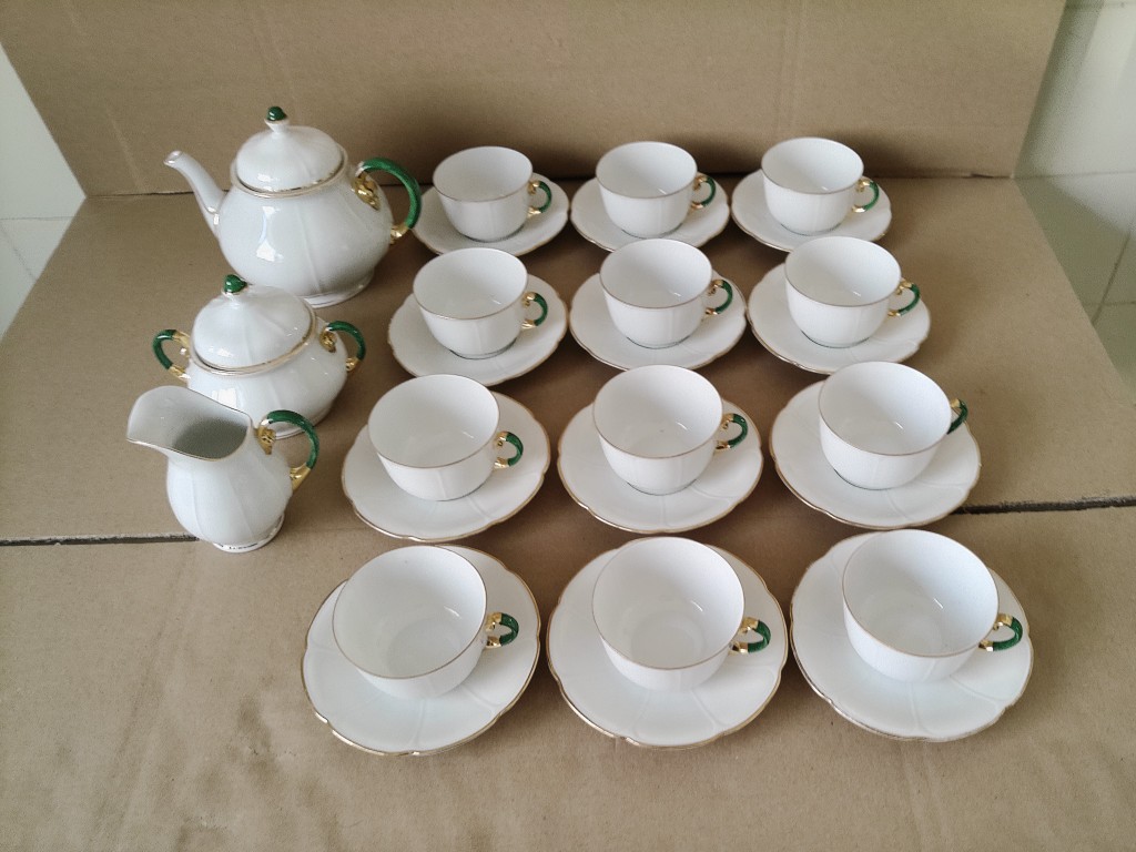 Vintage verguld porseleinen theeservies koffieservies Striegau - Afbeelding 23