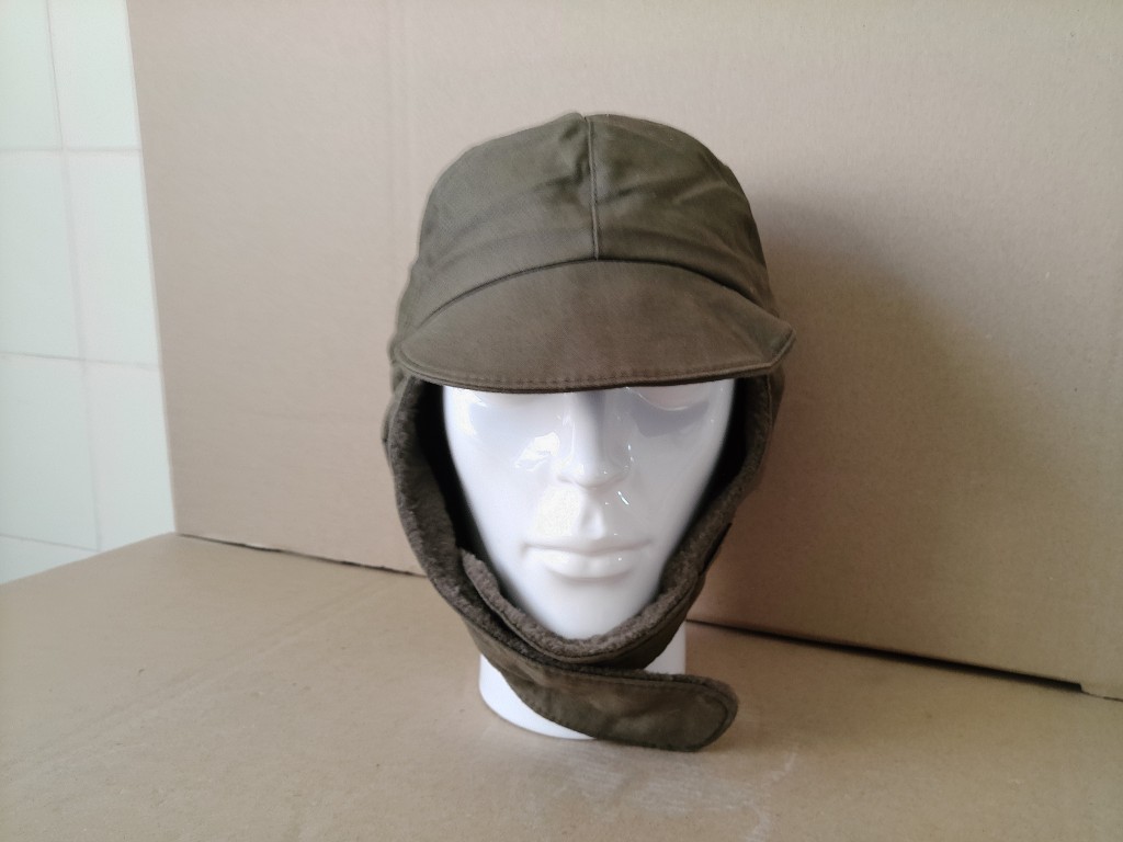 Vintage leger pet veldpet bontgevoerd Maat 59 Landmacht - Afbeelding 2