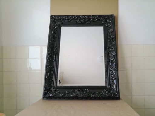 Zwarte facet geslepen spiegel 76x96cm barok stijl
