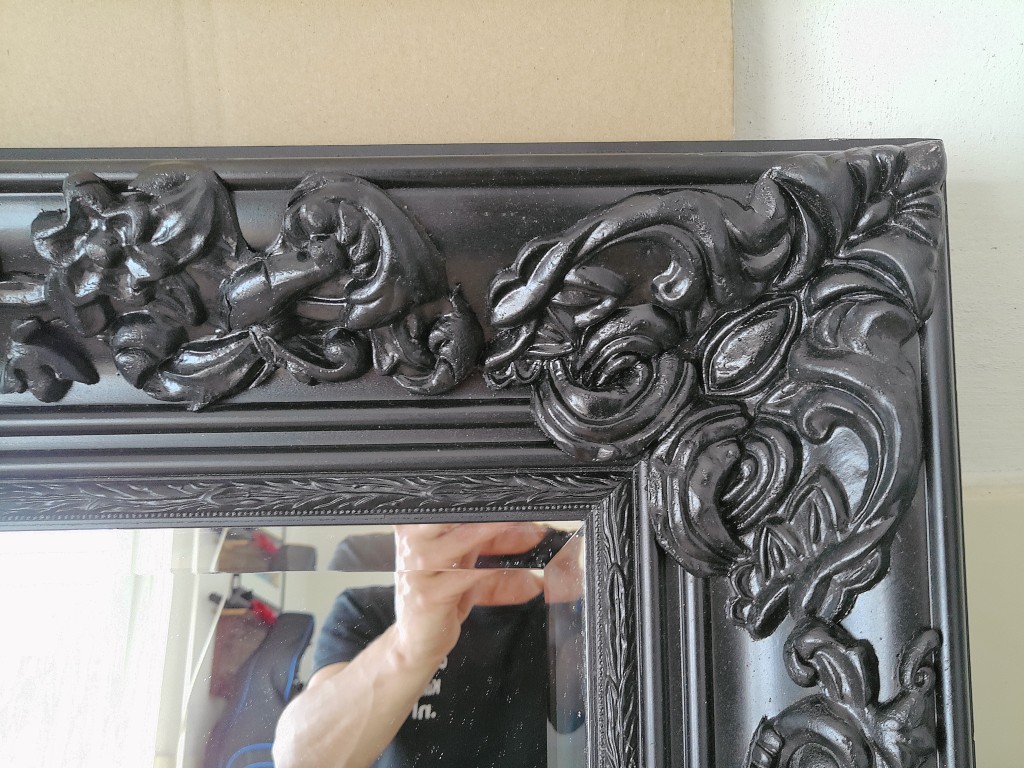 Zwarte facet geslepen spiegel 76x96cm barok stijl - Afbeelding 12