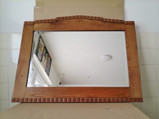 Antieke facet geslepen spiegel 99x76cm Amsterdamse school