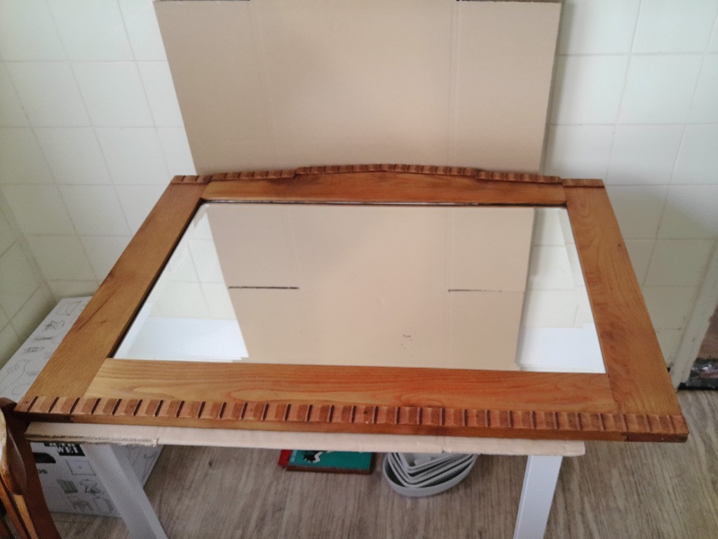 Antieke facet geslepen spiegel 99x76cm Amsterdamse school - Afbeelding 8