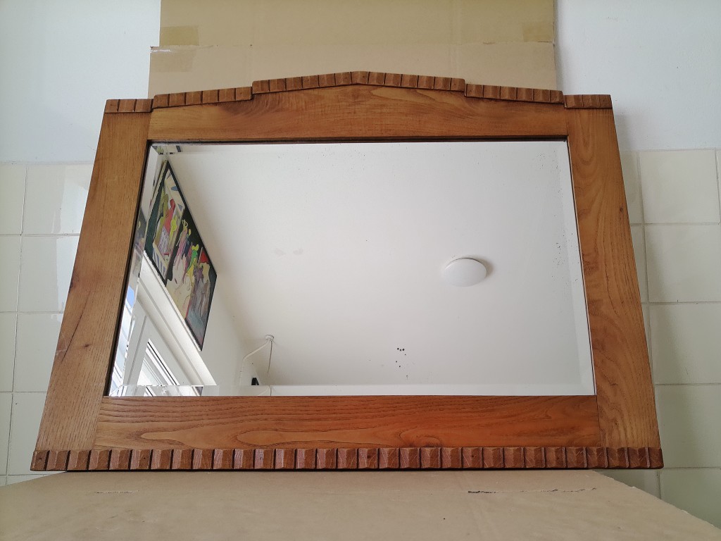 Antieke facet geslepen spiegel 99x76cm Amsterdamse school - Afbeelding 17