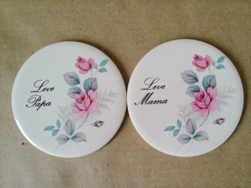 Set vintage tegeltjes Leve Papa en Leve Mama 9cm