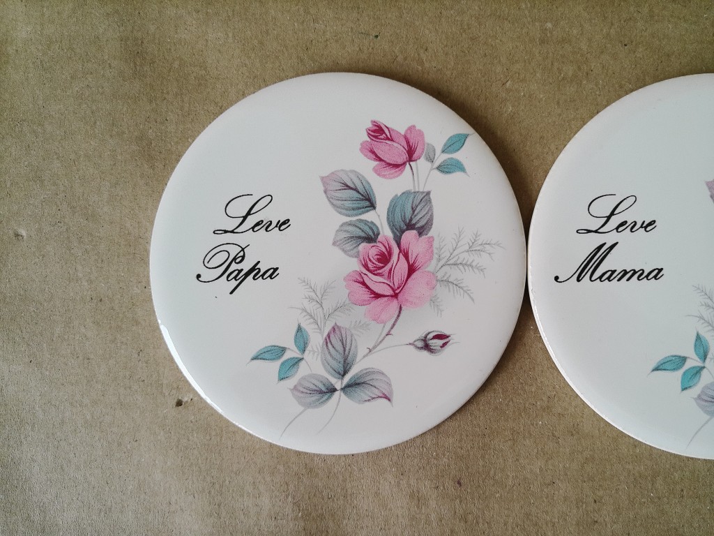 Set vintage tegeltjes Leve Papa en Leve Mama 9cm - Afbeelding 2