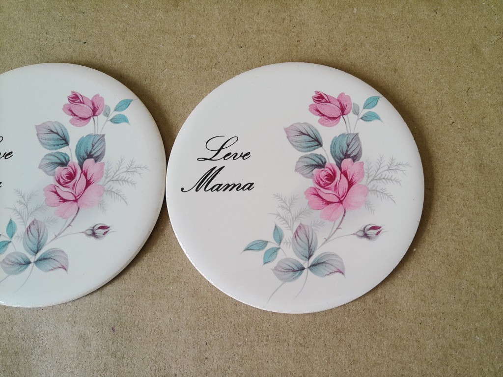 Set vintage tegeltjes Leve Papa en Leve Mama 9cm - Afbeelding 3