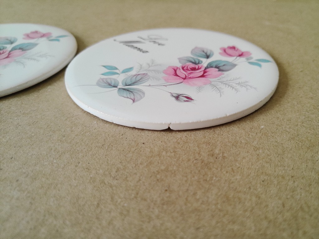Set vintage tegeltjes Leve Papa en Leve Mama 9cm - Afbeelding 4