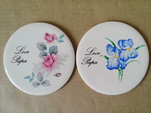 Vintage tegeltjes Leve Papa 9cm 19euro per stuk