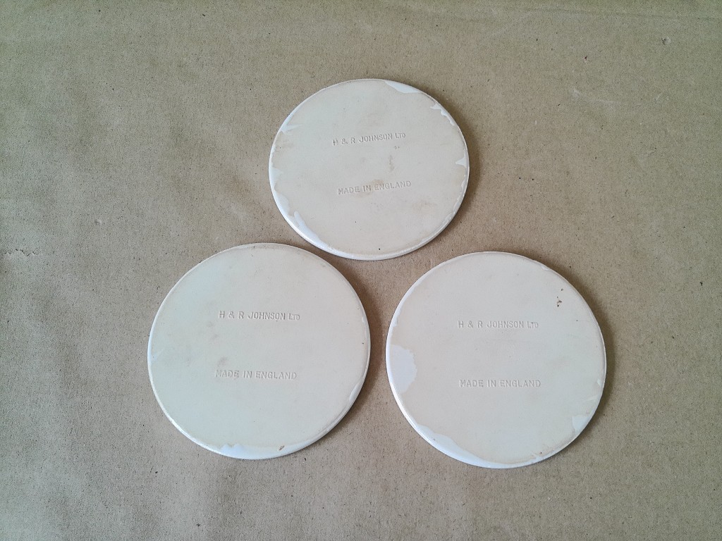 Set vintage tegeltjes of onderzetters met vogels H & R Johnson 9cm - Afbeelding 6