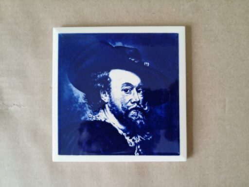 Vintage tegel Peter Paul Rubens zelfportret 11x11cm