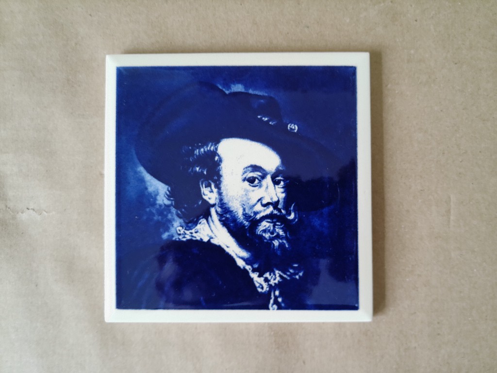 Vintage tegel Peter Paul Rubens zelfportret 11x11cm