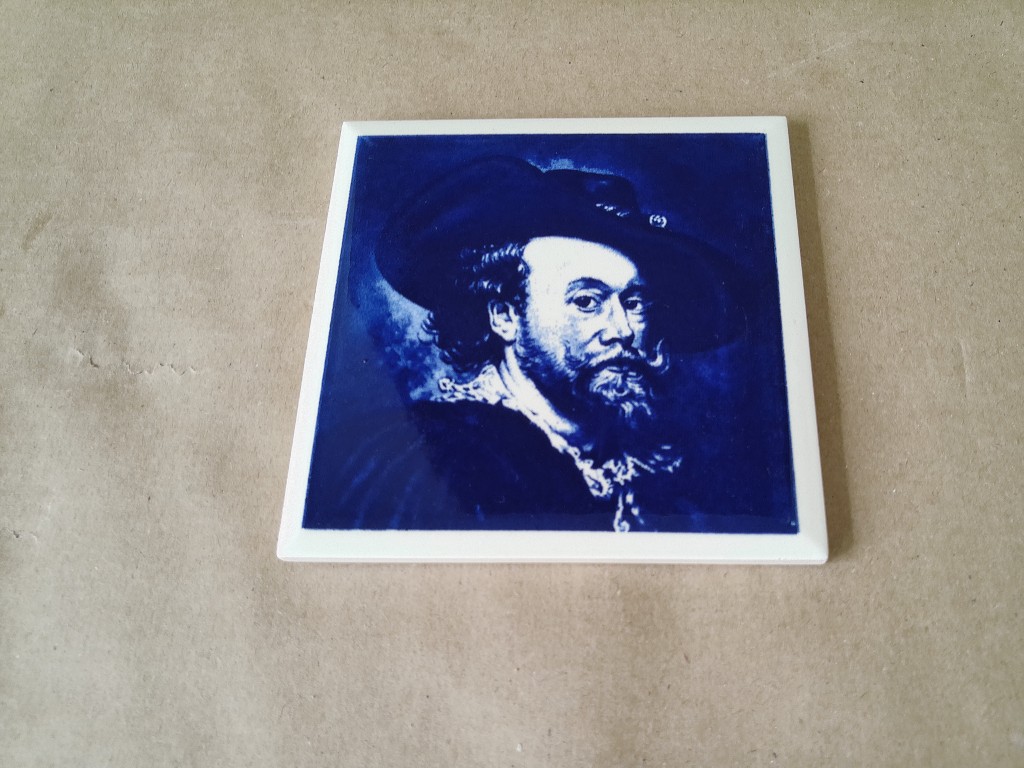 Vintage tegel Peter Paul Rubens zelfportret 11x11cm - Afbeelding 2