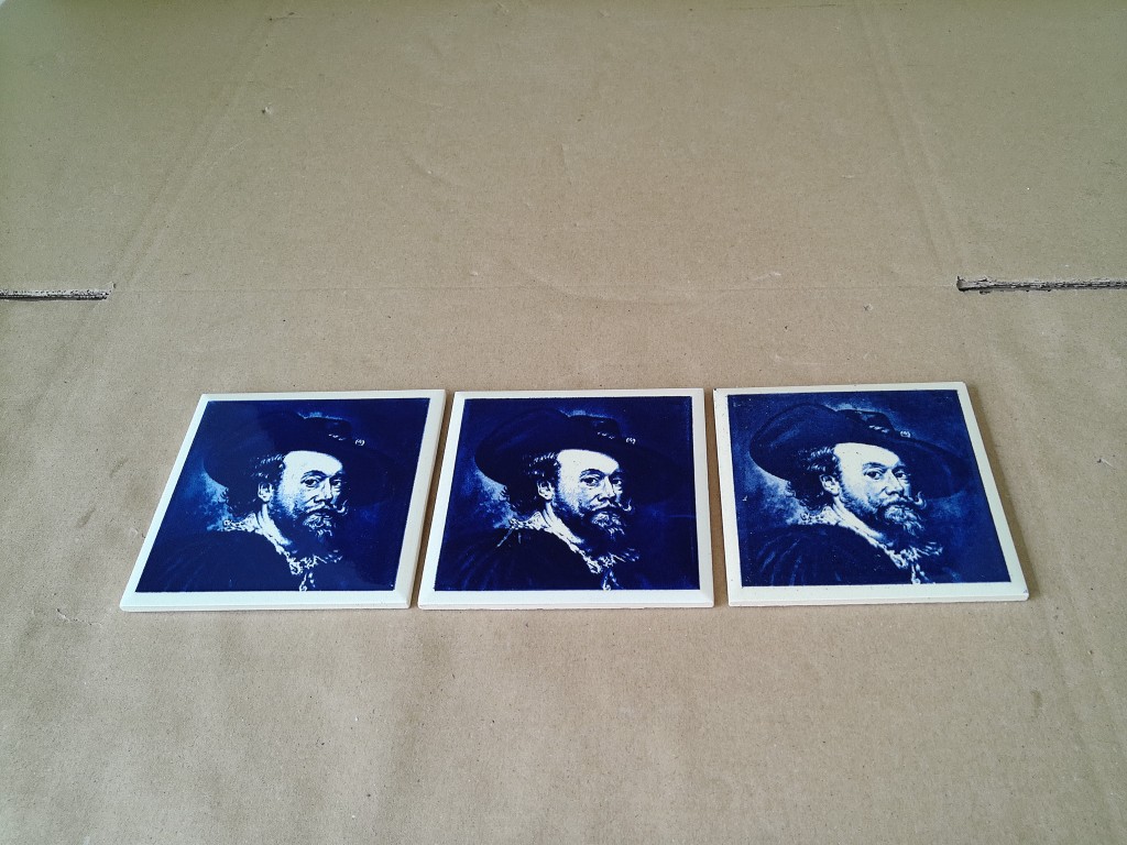 Vintage tegel Peter Paul Rubens zelfportret 11x11cm - Afbeelding 4