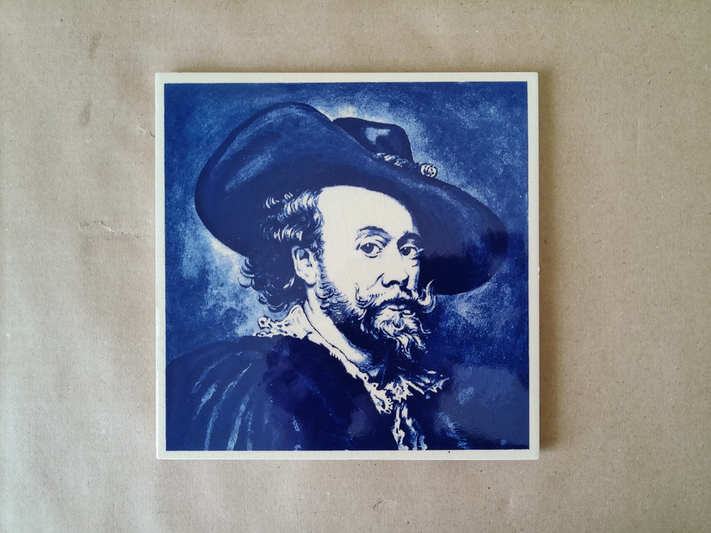 Vintage tegel Peter Paul Rubens zelfportret 15x15cm