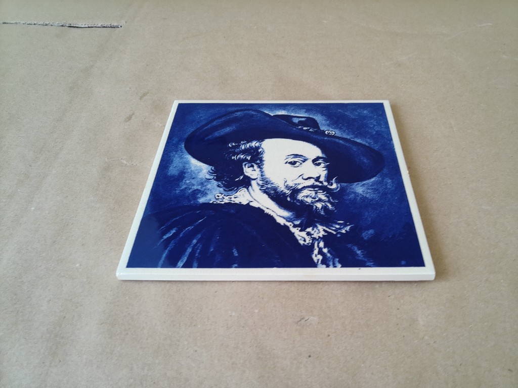 Vintage tegel Peter Paul Rubens zelfportret 15x15cm - Afbeelding 3