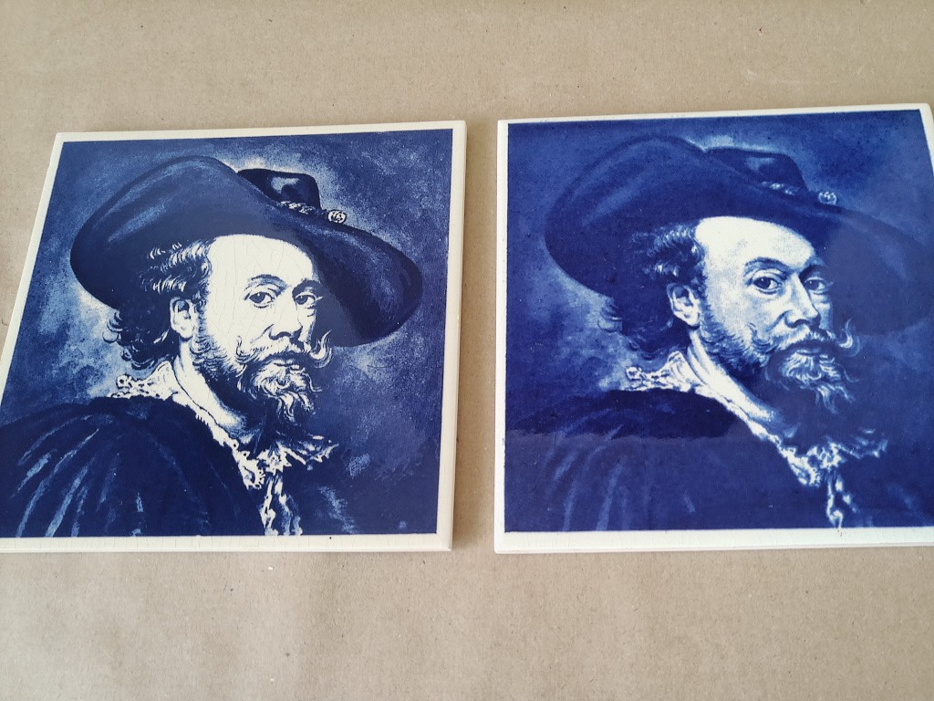 Vintage tegel Peter Paul Rubens zelfportret 15x15cm - Afbeelding 7