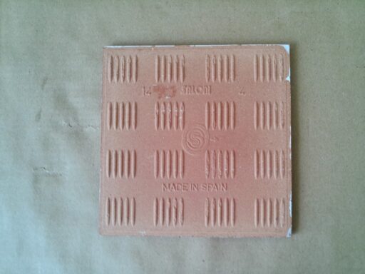 Alternative view of Vintage Delfts blauw gekleurde tegel met schepen en molens 15x15cm